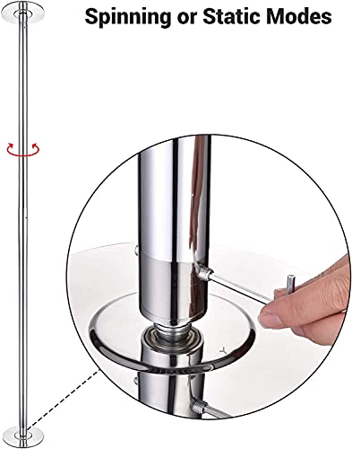 ZeHuoGe Spinning Staticb Fitness Dancing Pole Kit 45mm 40Cr Steel 7 to 9.25FT Height Adjustable Max Load 1102 Lbs US Delivery (Silver - Spinning, Static) - Thumbnail 4