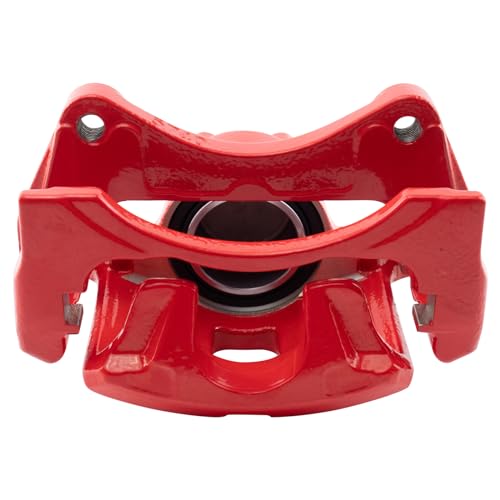 Image of TRQ Front Brake Caliper Set Painted Red Brackets Compatible with 2011-2014 Chrysler 200 2007-2010 Sebring 2008-2014 Dodge Avenger 2007-2012 Caliber 2007-2017 Jeep Compass Patriot