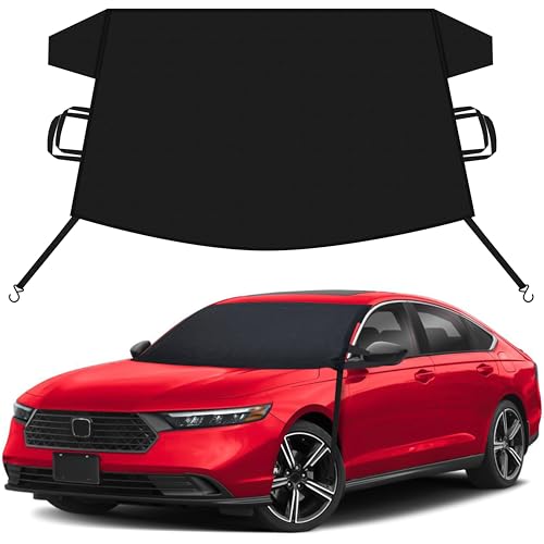 Image of EcoNour Car Snow Cover Compatible for Honda Accord | Windshield Cover for Ice and Snow with S-Hook Straps | Heavy-Duty 600D Oxford Winter Car Cover, Waterproof & Anti-Slip