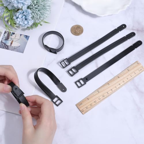 GORGECRAFT 10Pcs Plastic Luggage Tag Strap Luggage Label Replacement Loop Belts with Buckle for Suitcase Backpacks ID Card Pass Holder Travel Secure Protect Storage Hanging Accessories Black3