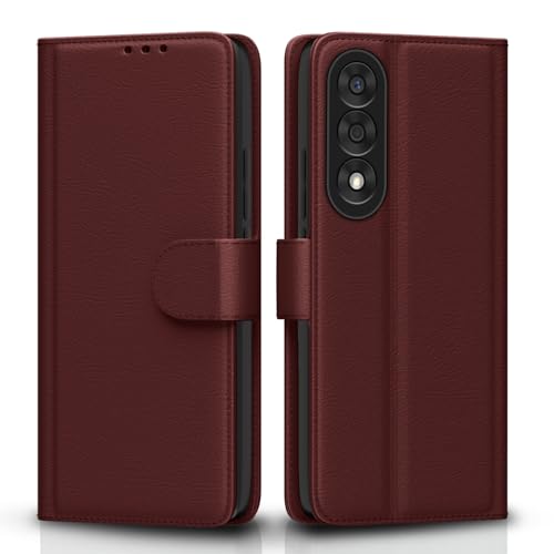 Image of Amazon Basics Flip Cover for OnePlus Nord 5 5G Leather Finish | Wallet Stand and Shock Proof | Inside TPU with Card Pockets | Complete Protection Flip Case (Brown)