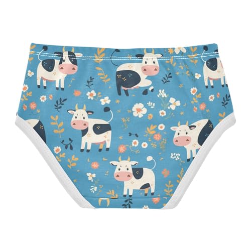 Wusikd Cartoon Cow Leaves Girls' Underwear Cotton Cute Girls Briefs Soft Toddler Underwear 2T2