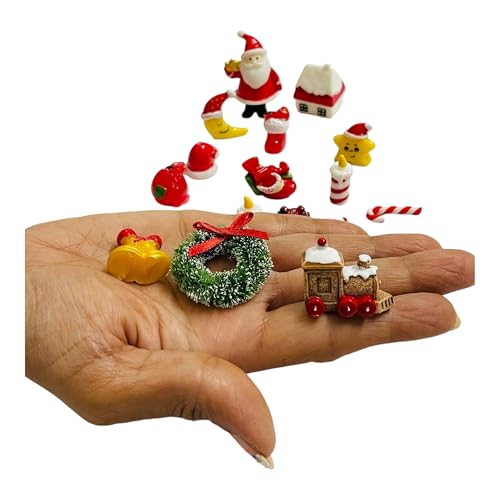 Image of Moira 14 pcs Christmas Theme Miniature Decoration Items for Shops, Cake Toppers Plants, Terrariums, Doll Houses, Fairy Gardens