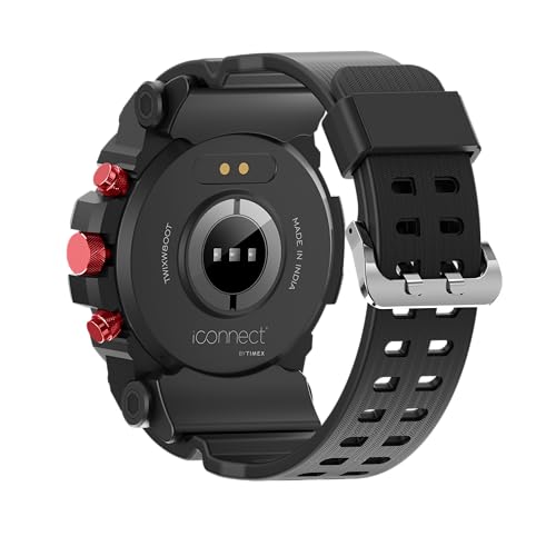 Image of TIMEX iConnect Go 1.38 inch(3.50 cm) Display with Functional Crown and BT Calling Smartwatch for Unisex - TWIXW800T, Black
