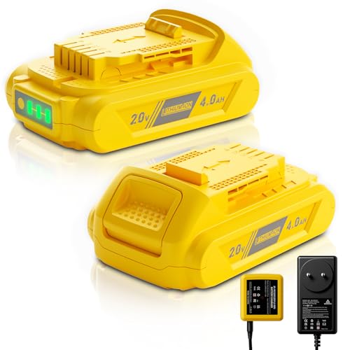 BATTOOL 2-Pack 4.0Ah Replacement for Dewalt 20V Max Battery and Charger Combo 12V/20V DCB112 Charger Compatible with 20 Volt Dewalt Batteries DCB200 DCB203 DCB204 DCB206 and 20V All Power Tools
