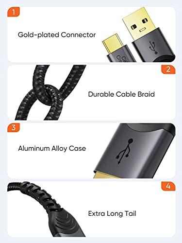 Image of USB Type C Cable 3A Fast Charging 6.6FT, CableCreation USB-A to USB-C Charge Double-Braided Exterior Compatible with iPad Mini Galaxy S21 S20 S10 S9 Note 10 9 PS5 Controller, USB C Cord Gray