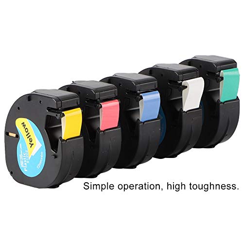 5 pacotes compatíveis com Dymo LetraTag LT-100H, LT-100T, LT-110T, QX 50, XR, XM, 2000, Plus LT-100H