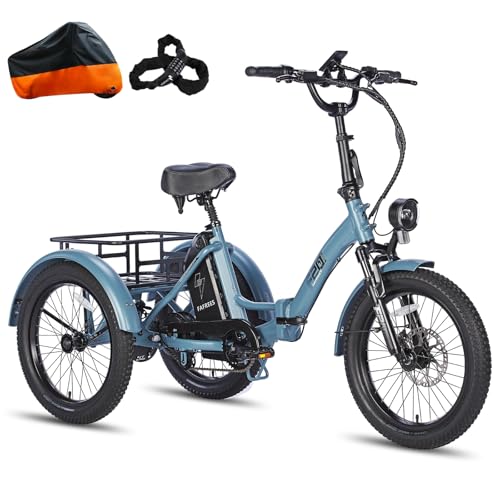 Fafrees F20 Mate e-Bike Dreirad klapprad 20 * 3.0 Zoll, Elektro Dreirad Lasten 48V 18.2Ah Akku, e Bike 3 Rad für Erwachsene 65N.m, Reichweite 55-110Km, Belastung 180KG