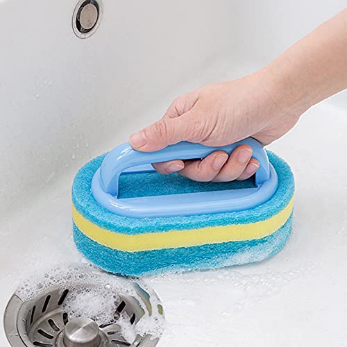 Cleaning Brush,Cleaning Sponge Brush with Comfortable Ergonomic Handle Grip Bathroom Cleaning Brush All Purpose Scrub Sponge Brush for Kitchen Bathroom Bathtube Toilet Wall Floor
