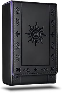 Luck Lab Leather Tarot Card Case/Holder - Black - For Most Standard Size Tarot Cards (Fits Deck size with Box measuring 4.875 x 2.875 x 1.25)- Sun Design