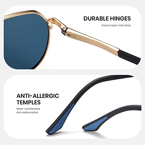 Image of Cyxus Classic Aviator Sunglasses Polarized 100% UV Protection Men Spring Temples Driving 1048