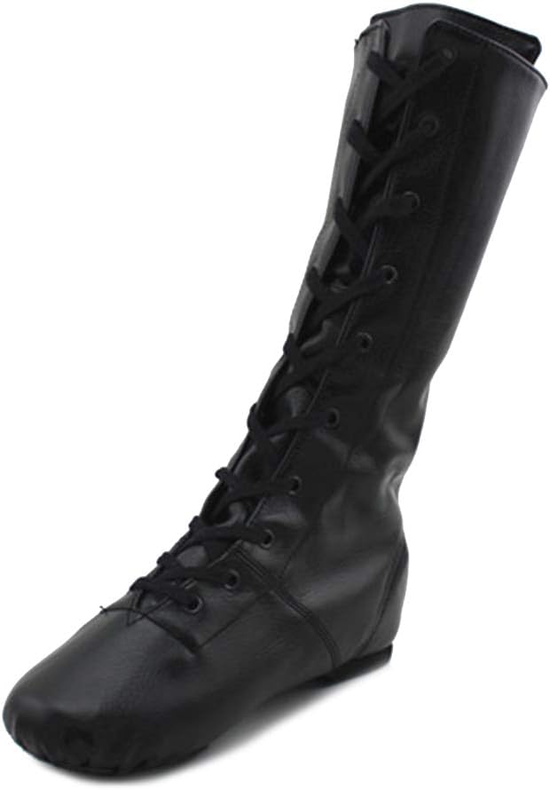 AOQUNFSWomen &Girls' Jazz Shoes Ballet Dance Shoes Split Sole Flat Gymnastics Jazz Practice Sneakers Ankle Boots, GB