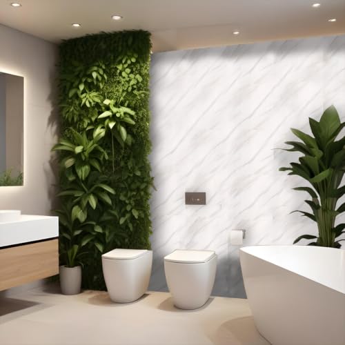Image of WALLVEAR White Marble PE Foam Wall Panel Sheet 60x60cm 4Sq.Ft