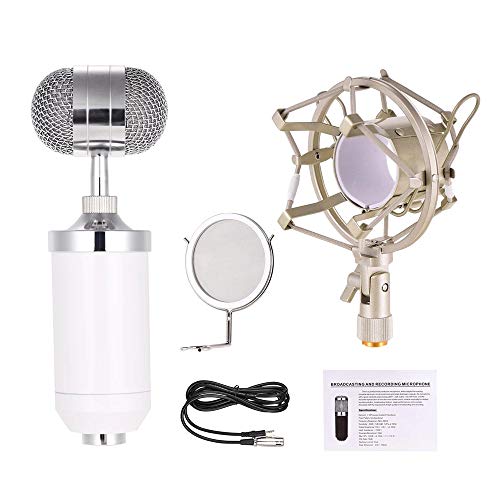 Micrófono Karaoke La grabación profesional de micrófono unidireccional Micrófono condensador Kit de metal a prueba de golpes con la abrazadera del parabrisas de bajo ruido para la Difusión