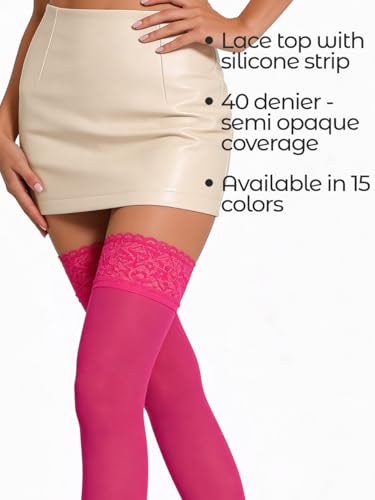Image of Mila Marutti Opaque Thigh High Stockings for Women | Solid Color Thigh Highs | Colored Stockings for Garter Belts