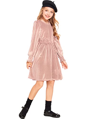 Arshiner Toddler Girls Xmas Dresses Winter Long Sleeve Girl Casual Clohtes For Kids Gift (Pink, 8-9 Years) #TOP1