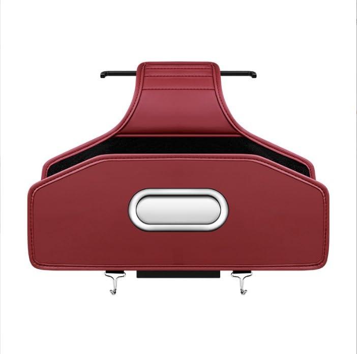 Organizzatore Sedile Auto per Dacia Logan MCV 2023-2025, Tasca Portaoggetti Schienale Porta Fazzoletti Portabicchieri Ganci Pelle PU,Red