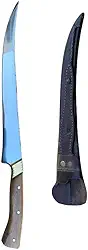 Faca FILETEIRA 8 pol - inox - bainha couro - artesanal