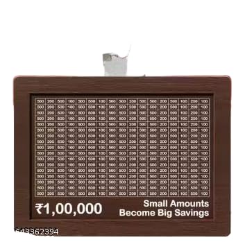 KUMAWAT Enterprises 1,00,000 Savings Challenge Wooden Money Frame | Money Saving Box with Tracker | Piggy Bank for Home & Office_KUM_Box_1028-image-28