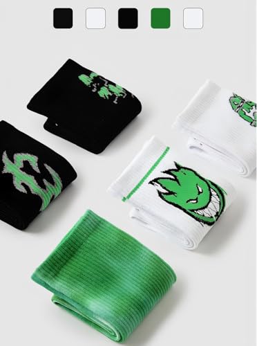 5 Pairs Retro Athletic Casual Socks For Men, Mid-tube Breathable Cotton Socks, Personalities and Trends Crew Socks for Men2