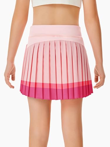 Image of Haloumoning Girls Pleated Skirts with Shorts Athletic Tennis Skorts Sport Performance Skirt with Pockets 4-14 Years