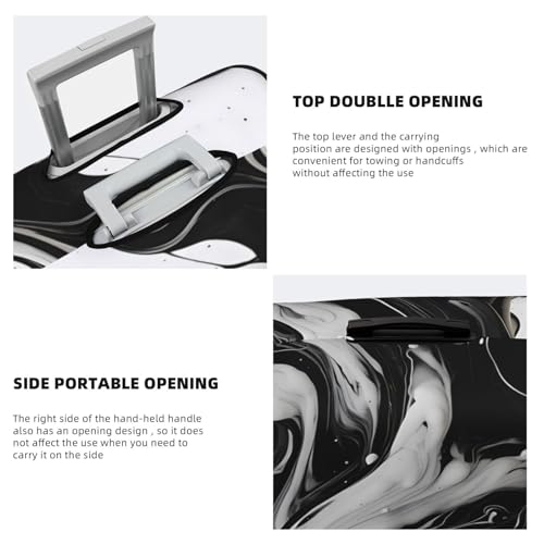 Fluid Black White Paint Swirls Print Luggage Cover For Suitcase,Washable Elastic Travel Suitcase Protector With Zipper Closure And Bottom Buckle – Fits 18-32" Luggage-X-Large3