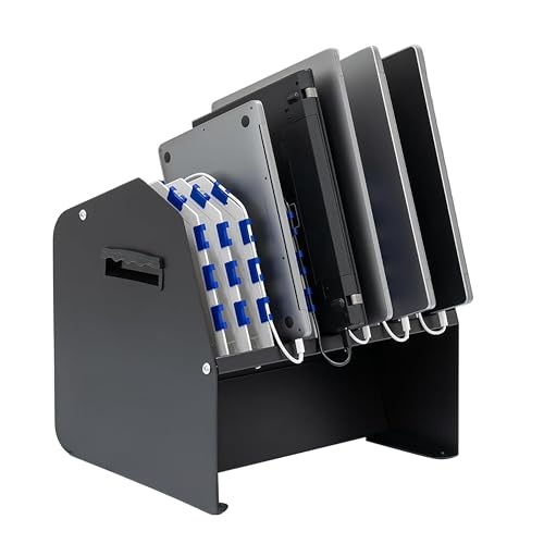Pearington 10-Device USB Laptop Charging Station for Classroom Home or Office Includes 6 AC Outlets & 4 USB Ports Store Laptops Tablets & E-Readers up to 1.4 Thick 17 x 13 x 16