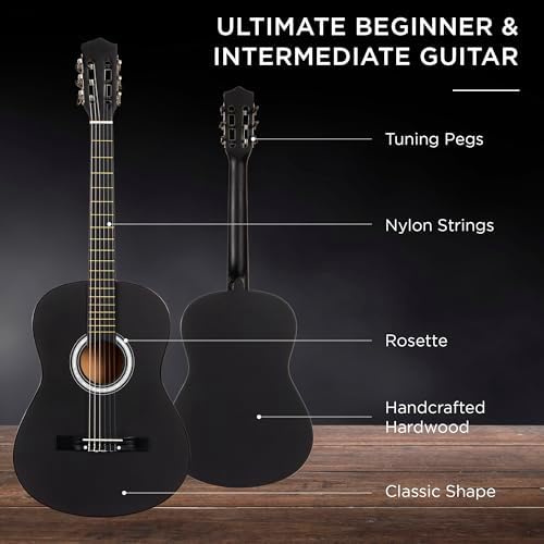 38" Black Acoustic Guitar Starter Package (Guitar, Gig Bag, Strap, Pick)