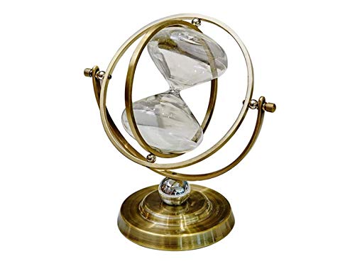 アンティーク真鍮砂時計タイマー15分砂時計、720°ロータリーメタル砂時計クロックフレーム、大ホワイトサンドテーブル15分、ギフト、結婚式、ホーム、デスク、オフィスデコレーションに使用/砂時計、レトロ、タイマー、オフィス、ホーム、ギフト