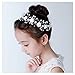 IYOU Fascia per capelli con fiore bianco Diadema di perle Accessori per capelli prima comunione Copricapo da sposa con perle per ragazze e damigella d'onore