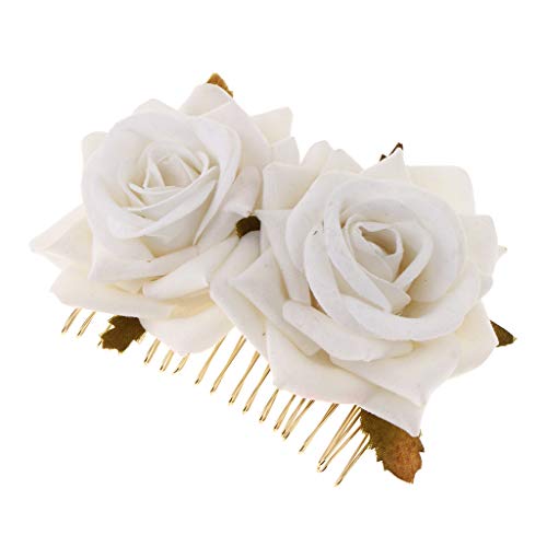 PETSOLA Peinetas Flores Rojas, Peinetas de Pelo para Fiesta Boda Novia Accesorios Cabello Niñas, Tocados de Mujer - Azul