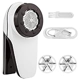 毛玉取り機 電動 毛玉取り器 USB充電式 コードレス使用可 毛玉カット 強力6枚刃モデル 替刃2個付き 毛玉クリーナー 高速回転 3段階調節可能 毛玉とるとる リニュアルモデルPSE認証済み 2019年最新版 日本語説明書付き