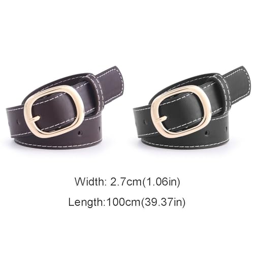 PU Belt Trendy Women Versatile Pin Buckle Waistband Luxury Design Waist Strap Waist Decoration(Black)2
