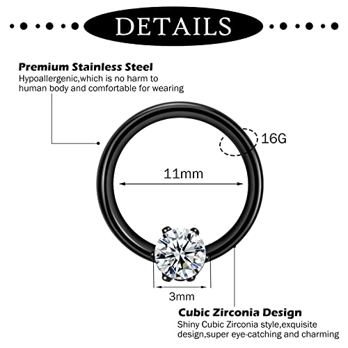 ONESING 20-30 Pcs Septum Rings 16G Jewelry - Surgical Steel Piercings Horseshoe Helix Daith Smiley Tragus Lip Rings Nose Hoop Hinged Seamless Piercing Jewelry for Women Men2