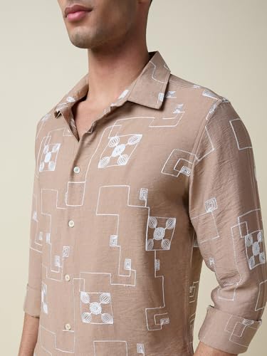Image of Thomas Scott Mens Regular Fit Embroidered Full Sleeves Casual Shirt
