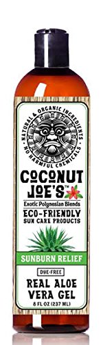 Coconut Joe's - Paquete de 3 gel especial de aloe vera real  Alivio rápido de quemaduras solares, aloe puro, sin alcohol, botella de 8 onzas