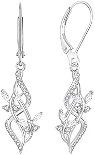 JO WISDOM Women Infinity Earrings,925 Sterling Silver Butterfly Leverback Dangle & Drop Earrings with 3A Cubic Zirconia