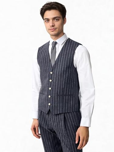 Men's Formal Suit Vest Fit for Business or Casual Dress Tuxedo Suit Vest with Pocket2