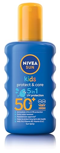 NIVEA SUN Kids Sunscreen Spray Protect & Care SPF 50+ 5in1 Skin Protection Very High and Immediate UVA & UVB Protection Extra Water Resistant 200ml