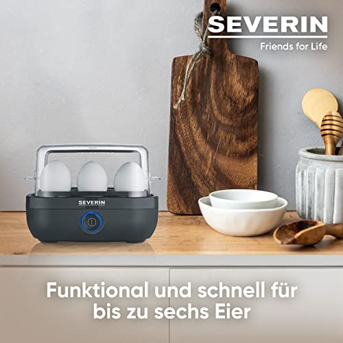 SEVERIN Eierkocher für 6 Eier mit elektronischer Kochzeitüberwachung, inkl. Messbecher mit Eierstecher, Eier Kocher für ideale Härtestufe, schwarz, 420 W, EK 3166 – Bild 4