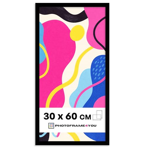 Photoframe4you   Marcos 30x60 cm   Negro   Acrílico irrompible   Cuadro minimalista de MDF para pósters, puzzles, certificados y más   Decoración moderna, portarretratos vertical y horizontal   Arco