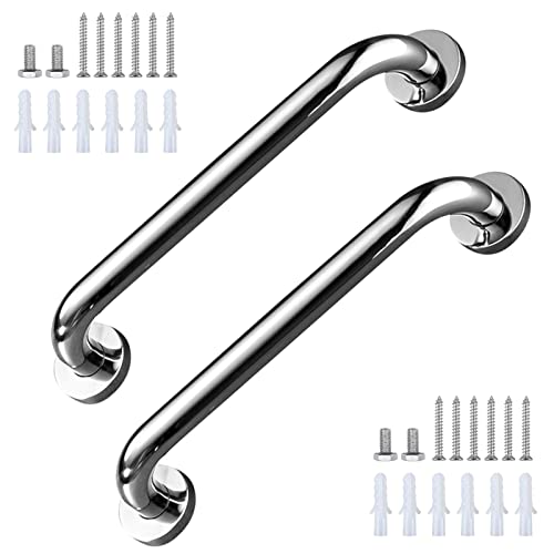 2PCS Barre d’appui de Salle de Bain, D'Appui En Inox Murale Robuste Poignée, Poignée de Bain en Acier Inoxydable Antidérapant, Convient aux personnes âgées, femmes enceintes, enfants (30cm)