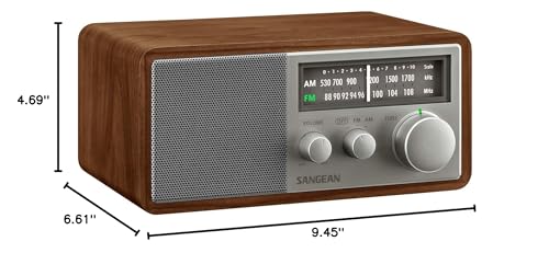 Image of Sangean SG-116 AM /FM Analog Wooden Cabinet Receiver, Walnut-Silver