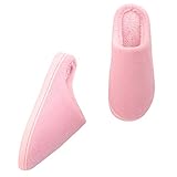  Mujer Hombre Invierno Zapatillas de Estar Cerradas Calienta Pantuflas Unisexo Antideslizante Suave Cálido Peluche Zapatos para Exterior e Interior B Rosa 35/36 EU