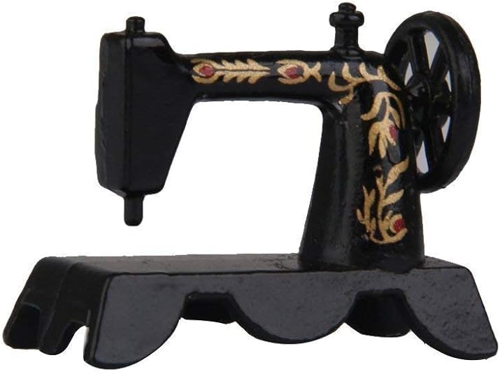 Black 1:12 Mini Lovely Alloy Sewing Machine Miniature Dollhouse Model...