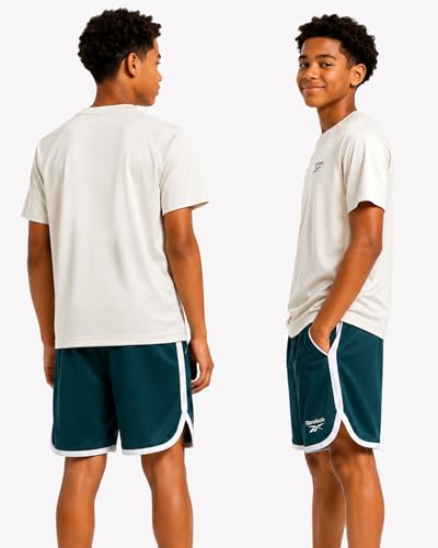 Image of Reebok Boys Athletic Shorts Set - 3 Piece Summer Clothes Outfit with Graphic Tees and Boys Running Shorts for Active Kids