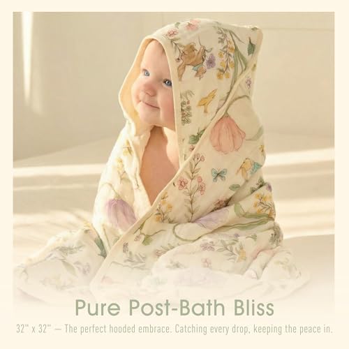 Image of Ultra-Soft Muslin Baby Towel - 32 x 32 Inches, Ideal for Bath & Beach, Suitable for Both Boys & Girls from Newborns to Toddlers