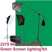 10x12 ChromaKey Green Screen Photo and Video Lighting Kit 2275 Watt Digital Photography Studio Video Chromakey Chroma Key Continuous Softbox Light Lighting Kit Hair Light Boom Stand Kit Set