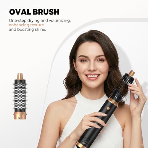 Image of 5 in 1 Blow Dryer Brush, Upgrade Hair Dryer Brush Set Negative Ion Air Styler Curling Wrap Air Curler, Hot Air Brush Curling Iron Hair Styling Tools As A Gift for Straight /Curl /Dry /Smooth