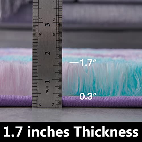 Tabayon 8 X 10 Feet Shag Area Rugs, Ultra Soft Indoor Modern Nursery Rug, Tie Dyed Light Purple Plush Shaggy Throw Carpets For Boy And Girls Room Dorm Living Room #TOP5